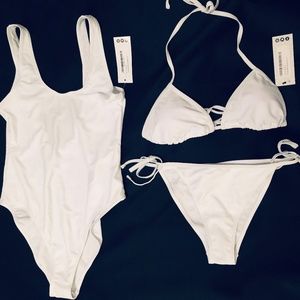 White swim sets + accessories *new w/ tags*